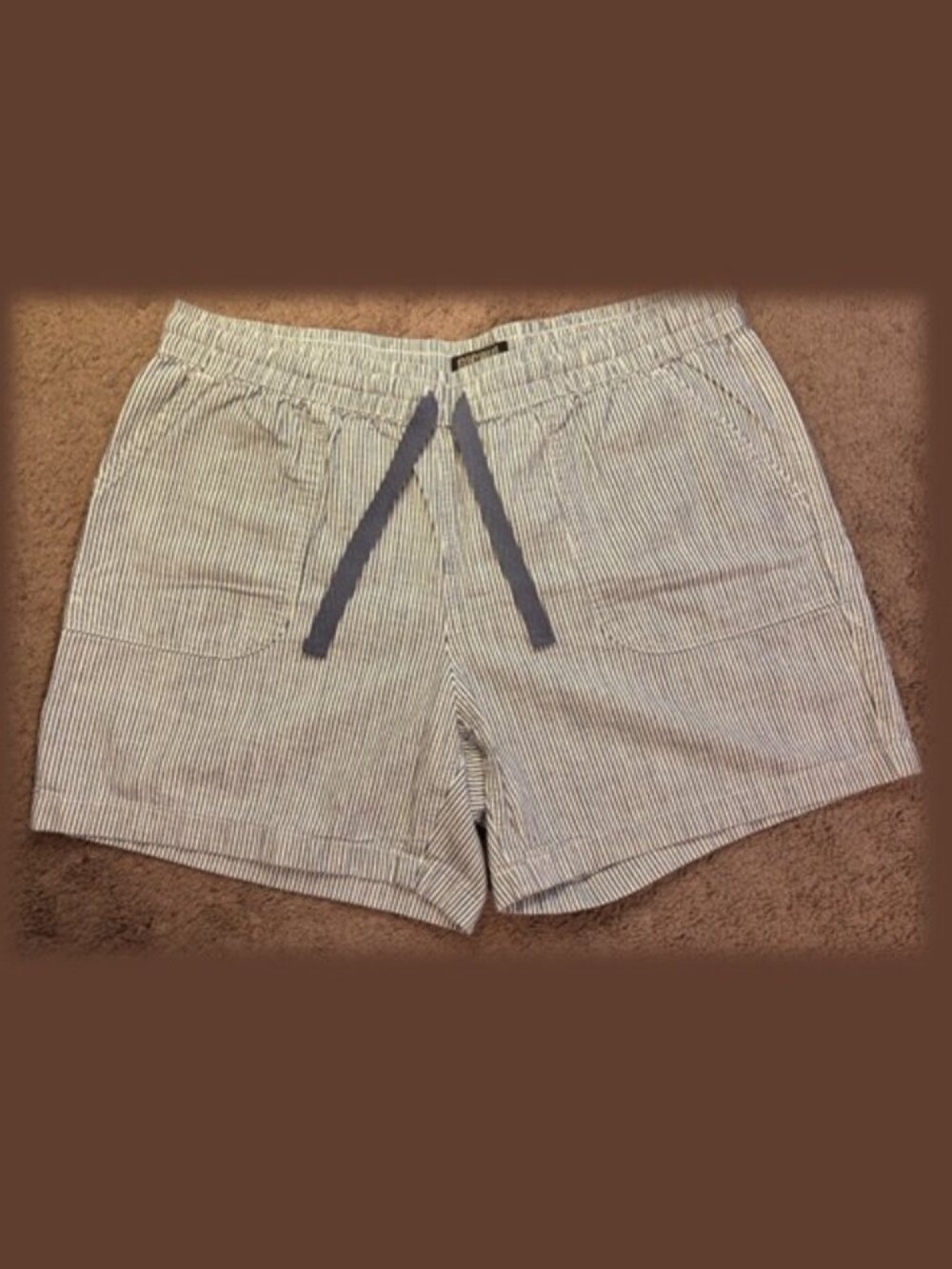 Original By Nicole Miller Striped Linen Shorts, Drawcord Ties, Elasticized Waist